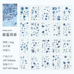 20 Sheets/pack Flower Images Die-cut Washi Sticker Book Watercolor Painting Plants Scrapbooking Creative Journal Collages
