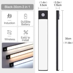 10-60CM Motion Sensor Cabinet Lights USB Rechargeable Under Cabinet Lights with Infrared Sensor Magnetic for Kitchen Closet