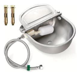 Stainless Steel Pet Water Dispenser with Float Ball Valve Automatic Dog Water Bowl Auto Refill Outdoor Hanging Pets Waterer