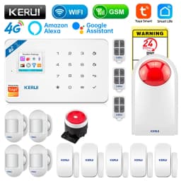 KERUI Security Alarm System Kit W184 4G WIFI GSM Alarm Wireless Home Tuya Smart APP Control Motion Sensor Burglar Support Alexa