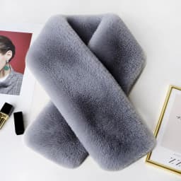 Cute Solid Color Cross Scarf Thicken Faux Rabbit Fur Neck Scarf Neck Warmer Girls