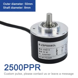 Cloweit 50mm Incremental Rotary Encoder 8mm Shaft Photoelectric Optical Switch AB 2 Phases 10-1024-3600 PPR 5-24VDC