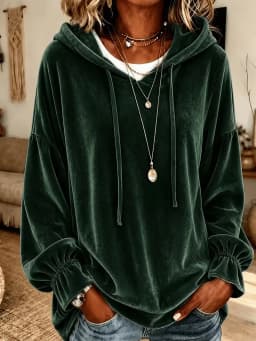 Hooded Hoodie No Pattern Irregular Fit Casual with Hooded Sweatshirt Japanese Korean Casual Regular Length Pullover Women Hoodie