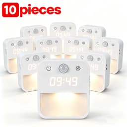 Motion Activated Night Light Illuminating Fixture with Clock Display with Built-in Clock Display Dimmable Hallway Light