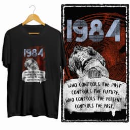 Coolmind U0014-T2 1984 Graphic Print Men T Shirt O-Neck Loose Tshirt Men 100% Cotton Tee Shirts