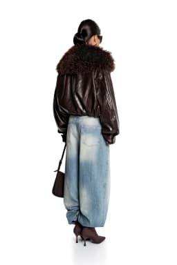 Laur 2026 Women Faux Leather Short Jacket With Fluffy Big Fur Collar Oversized Warm Winter Biker Coat For Ladies