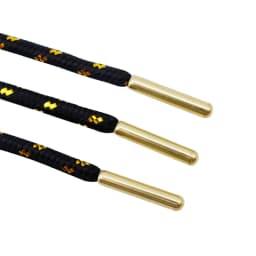 Round Polyester Shoestring Gold Metallic Laces Pointed Promotional Custom Double Twill Metal Cord Lacet 0.45cm Width Shoelaces