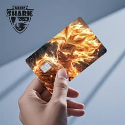 Magic Shark Anime Goku Vegeta Trunks Laser Holographic Shinny Skin Cover Sticker Film for Debit Credit Card