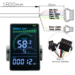 (Custom)UART2 Electric Bike Bicycle LCD Display Meter SM/Waterproof Connection Plug Ebike Intelligent Display