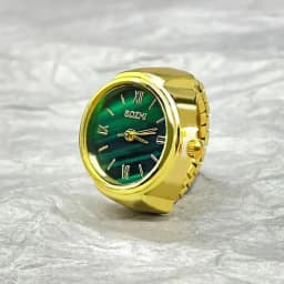 New Hot Selling Creative Alloy Shell Finger Round Green Dial Couple Men's And Women's Ring Watch