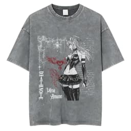 Vintage Washed Anime Death Note Misa Amane Print T Shirts Men Women Clothing Cotton Casual T-shirt Fashion Short Sleeve T-shirts