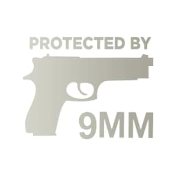 Protected By The Gun 9MM Bumper Vinyl Car Sticker Gun Ammo Decor