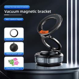 Strong Magnetic Car Phone Holder Foldable Design 90° Adjustable Vacuum Mount for Car/Desk/Bathroom/Universal Use