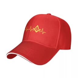 Freemason EKG Heartbeat Square Compass Masonic Baseball Cap Hip Hop Freemasonry Sandwich Hat Unisex Style Adjustable Caps