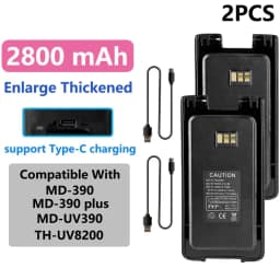 TYT MD-UV390 Plus Battery 2800/3600mAh Enlarge Thicker Battery Pack Compatible With MD-390 MD-680 MD-358 TH-UV8200 Two Way Radio