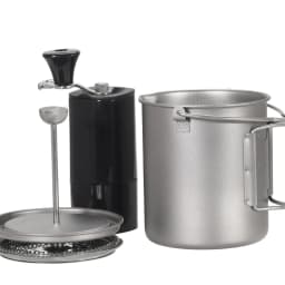 Lixada 750ml Titanium Coffee Cup Mug French Press Pot Coffee Maker Outdoor Camping Cooking Pot with Folding Titanium Spoon