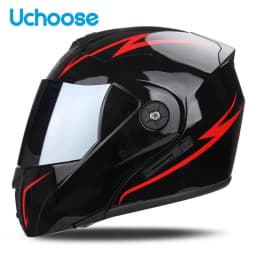 Uchoose Unisex Motorcycle Helmet DOT Certification Double Lens Cross Section Helmet Safety Modular Flip Helm Helmet With Visor