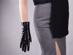 Tech Gloves Faux Patent Leather Wrist Long Short Coffee Black White Touchscreen 28cm LLDLLNT