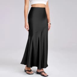 Summer Elastic High Waist Solid Color Elegant Satin Long Skirt For Women 2024 Fashion Bodycon Office Lady Skirts