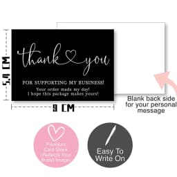 9.0x5.4cm Pink Black Foil Stamp Greeting Label Custom Thank You Cards For Small Bussiness Gift Box Decoration Packaging Supplies