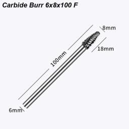 Carbide Burr 6x8m 100mm Extra Long 1/4 Shank Carve Grinde Abrasive Tool Rotary Cut Rasp File Milling Cutter Drill Wood Metal