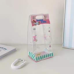 Cartoon Four Clover PVC Transparent Backpack Pendant Keychain Doll Bag Cute Storage Anime Figure Decoration Display Bag GirlGift