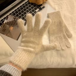 1 Pair Solid Cute Girl Student Winter Thick Knitted Woolen Full Finger Gloves Women Outdoor Cycling Driving Fashion Windproof