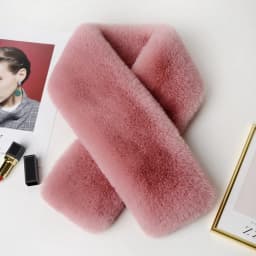Cute Solid Color Cross Scarf Thicken Faux Rabbit Fur Neck Scarf Neck Warmer Girls