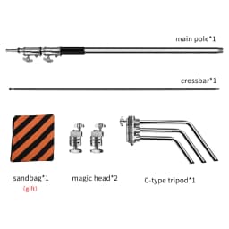260cm Stainless Photography Tripod C-stand Light Stand 100% Metal 8.53ft With Boom Arm Professional For Photo Studio Softbox