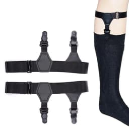A Pair Men's Black Sock Garters Belt Adjustable Elastic Sock Suspenders Braces Holders Non-slip Duck-Mouth Clips Hold Up