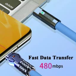 120W 6A Super Fast Charge Type C Silicone 180° Rotating Elbow Type-C-C Data Cable 1M 2M USB Cable USB C to C Charger Cable