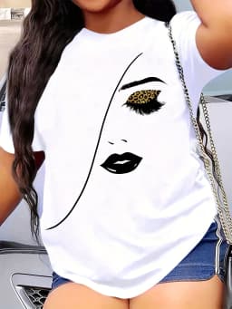 Women's Summer Print Oversized Loose Casual Round Neck Short Sleeved T-Shirt Top Fashion Streetwear Oversized O-Neck
