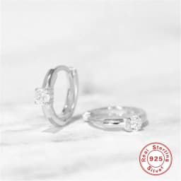 Aide 925 Sterling Silver Rectangle Colorful Zircon 6mm Huggie Earrings Mini Circle Second Hole Cartilage Earring Hoops Jewelry