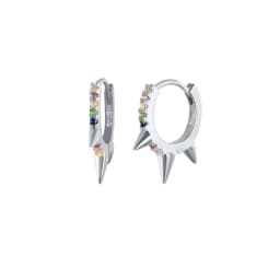 Gold Silver Color Simple Huggies Full Rainbow Zircon Hoops Earring for Women Fashion Drops Piercing Pendiente Ohrringe Jewelry