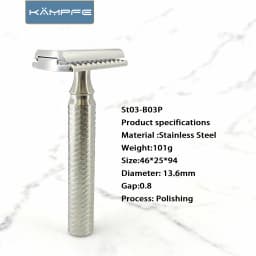Kampfe Classic CNC Stainless Steel Double Edge Safety Polishing Razor for Men Grip Non-Irritating Father’s Day gift