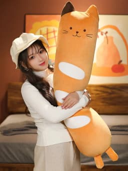 100cm Long Animals Plush Toy Stuffed Squishy Animal Bolster Pillow Cat Cylindrical Plushie Toy Sleeping Friend Best Gifts