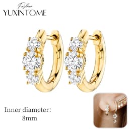925 Sterling Silver Ear Needle Hoop Earrings Crystal Circle Small Huggie Earrings for Women Simple Females Girls Jewelry