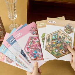40pcs/book Miniature Scene Sticker Book Dream Town 4.0 Series Cute Style Stacked 3D Houses Quiet Book DIY Planner Scrapbooking