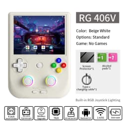 Anbernic RG406V Retro Handheld Game Console 4’’ IPS Touch Screen Android 13 Unisoc T820 Game Player 5500mAh RGB Light 3D Hall Joystick Supports WIFI Bluetooth 1080p Display Port Output
