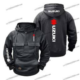 Suzuki men's hoodie, printed training jacket, half-zip hip-hop top, pullover sweatshirt, spring/autumn style, 2026.