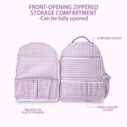 Gingham Ruffle Girls Backpack With Pencil Holder Sleeves Multi-pocket Large Capacity For Teens Back To School Travel Daypack