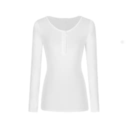 Women's Solid Plain Half Button Front Ribbed Tee Simple Fashion Pullover Top Casual Slim Fit Long Sleeve Round Neck T-Shirt 2026
