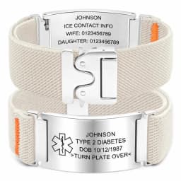 Personalized Medical Alert Bracelet for Men Customized Elastic Strap Stainless Steel Medical ID Bracelets Engraved Medic Info