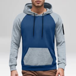 Men's Long Sleeve Color Blocked Pullover Hoodie With Zipper Pocket Fleece Lined And Thickened Hoodies for Men Pullover