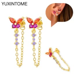 925 Silver Ear Needle Rose Red Hoop Earrings For Women Exquisite Water Drop/Flower/Heart Crystal Piercing Huggie Earring Jewelry