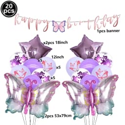 1set Pink Butterfly Balloons 32inch Number Balloon Set Happy Birthday Butterfly Foil Balloon Baby Shower Birthday Party Decors