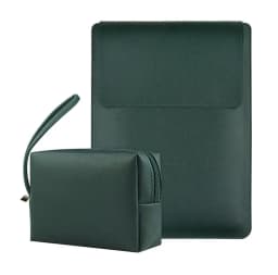 Business Office Commuting Personalized Laptop Pouch Luxury PU Leather Protective Laptop Sleeve With Stand Charger Storage Bag