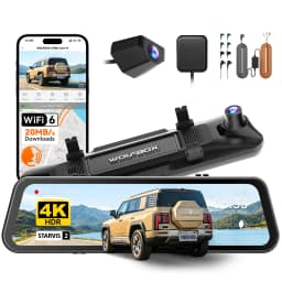 WOLFBOX G900Core 12" 4K+1080P Mirror Dash Cam, 8MP STARVIS 2 IMX678 Night Vision Built-in 5.8GHz WiFi 6, Voice Control, Dual HDR