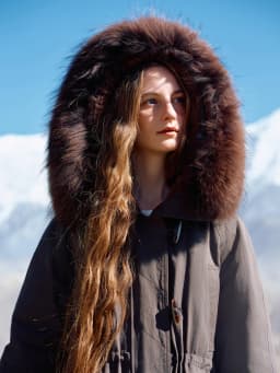 FSLE Women's Fur-Lined Down Parka with Wool Blending Mid-Length Winter Jacket for 2025 Winter New Arrival Long Hooded Jacket