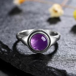 925 Silver Rings Natural Amethyst Gemstone Rings for Women Wedding Bands Anniversary Gift Fine Jewelry